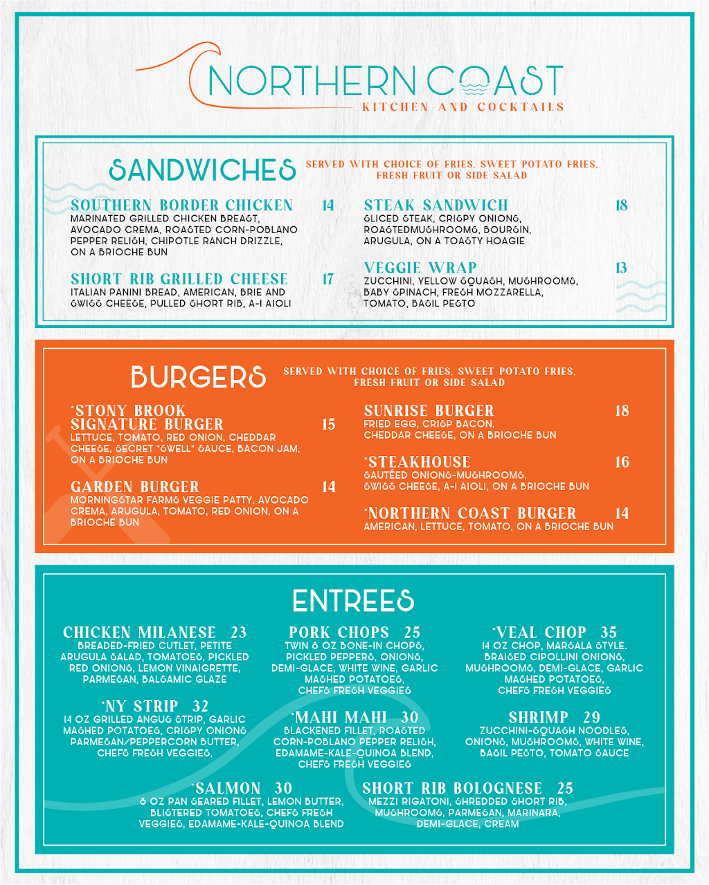 Northern Coast Kitchen & Cocktails | restaurant | 1 Circle Rd, Stony Brook, NY 11794, USA | 6319412991 OR +1 631-941-2991