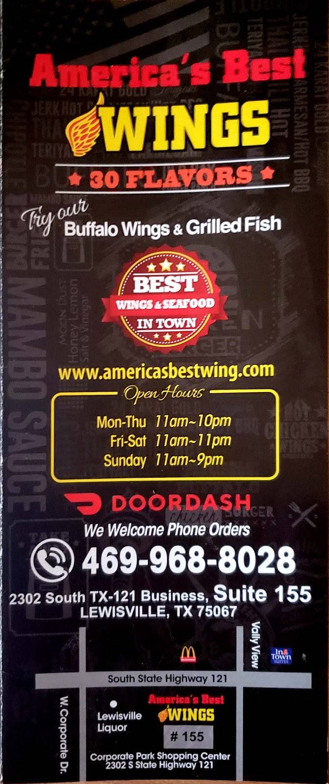 Americas Best Wings | restaurant | 2302 S State Hwy 121 Suite 155, Lewisville, TX 75067, USA | 4699688028 OR +1 469-968-8028