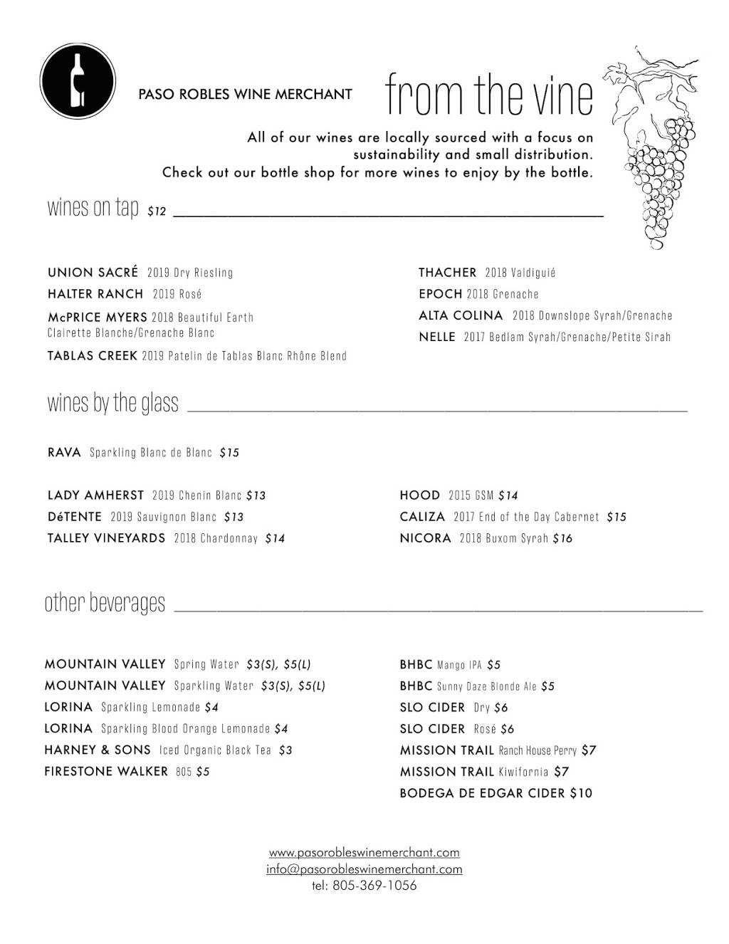 Paso Robles Wine Merchant | restaurant | 1803 Spring St, Paso Robles, CA 93446, USA | 8053691056 OR +1 805-369-1056