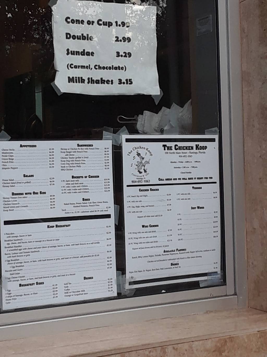 The Chicken Koop | restaurant | 100 S Main St, Hastings, FL 32145, USA | 9046921063 OR +1 904-692-1063