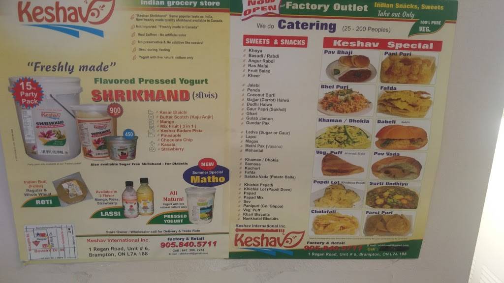 Keshav Foods | restaurant | 8975 McLaughlin Rd S unit 8, Brampton, ON L6Y 0Z6, Canada | 9058405711 OR +1 905-840-5711