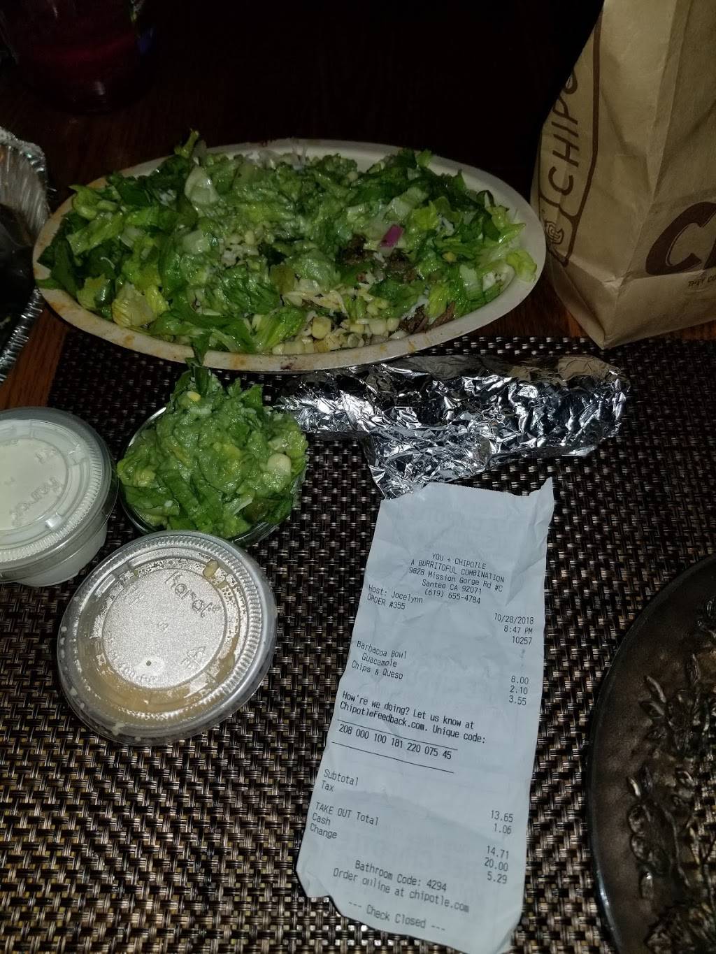 Chipotle Mexican Grill | restaurant | 9828 Mission Gorge Rd Ste C, Santee, CA 92071, USA | 6196554784 OR +1 619-655-4784