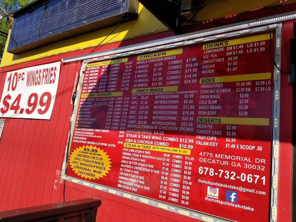 The Hot Spot Steak N Take | restaurant | 4775 Memorial Dr, Decatur, GA 30032, USA | 6787320671 OR +1 678-732-0671