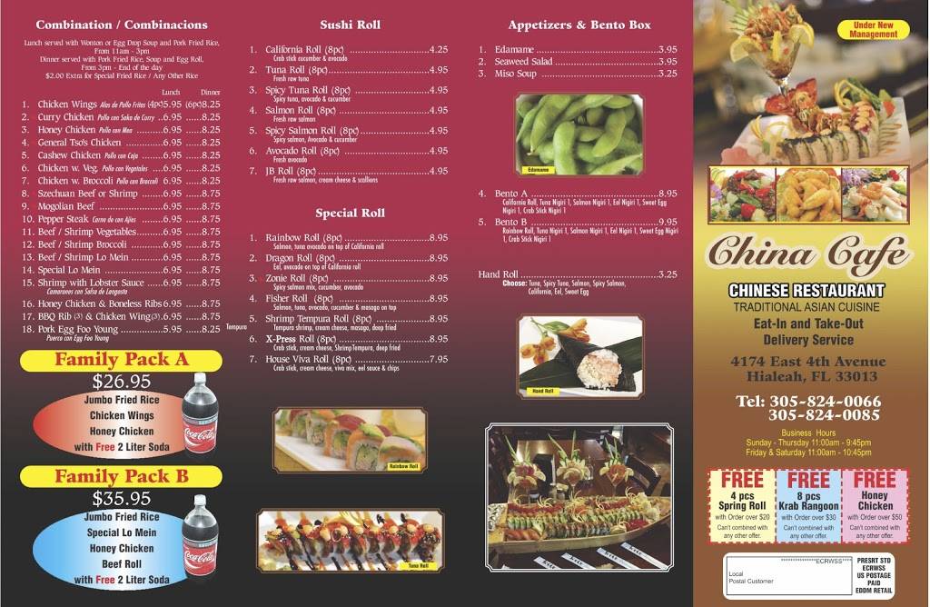 China Cafe | meal delivery | 4174 E 4th Ave, Hialeah, FL 33013, USA | 3058240066 OR +1 305-824-0066