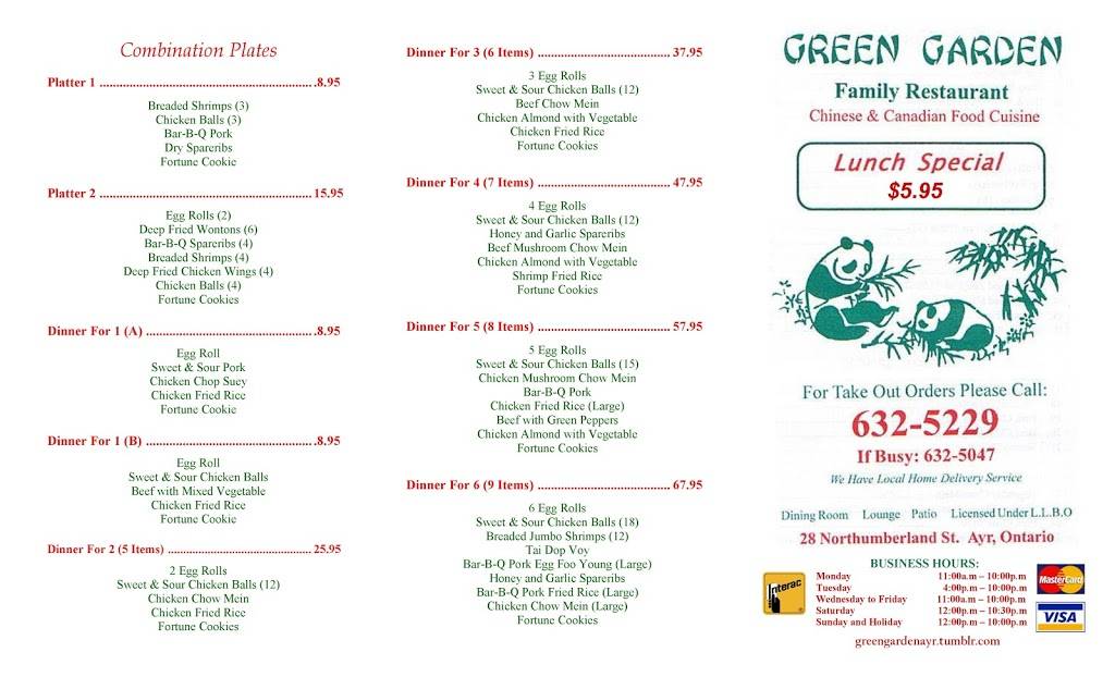 Green Garden | restaurant | 28 Northumberland St, Ayr, ON N0B 1E0, Canada | 5196325229 OR +1 519-632-5229