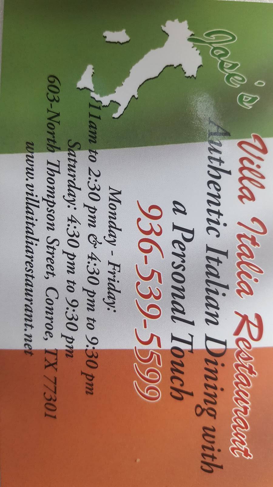 Joses Villa Italia Restaurant | restaurant | 603 N Thompson St, Conroe, TX 77301, USA | 9365395599 OR +1 936-539-5599