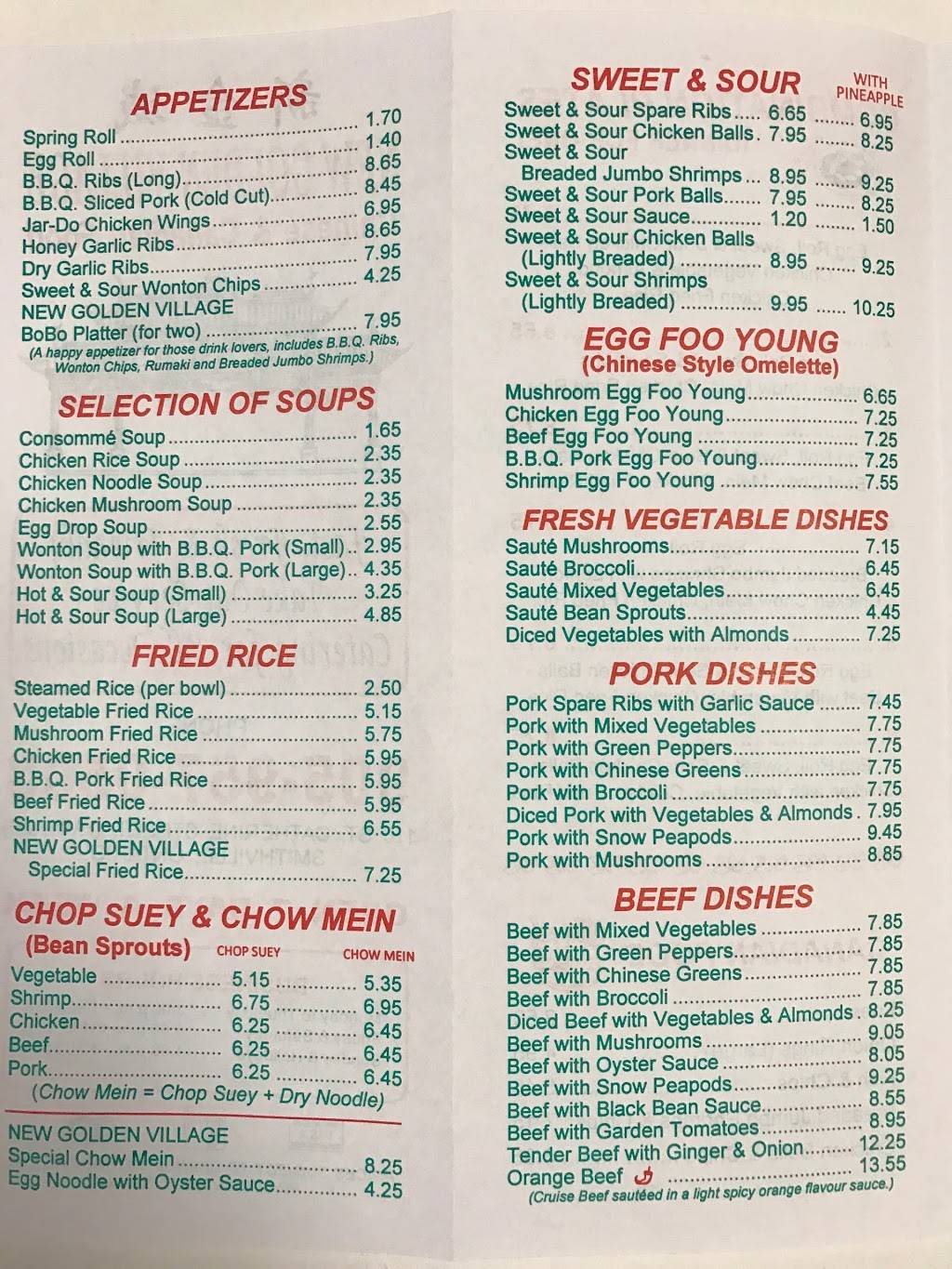 New Golden Village Chinese Take-Out Restaurant | meal takeaway | 110 St Catharines St, Smithville, ON L0R 2A0, Canada | 9059570508 OR +1 905-957-0508