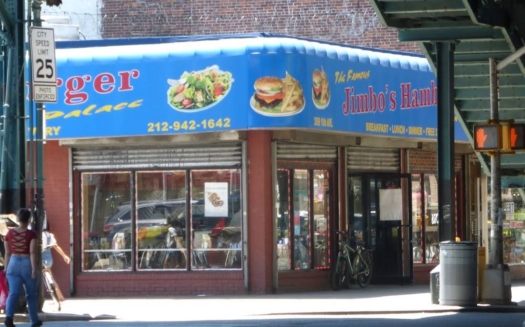 Jimbos Hamburger Palace | meal takeaway | 3869 10th Ave, New York, NY 10034, USA | 2129421642 OR +1 212-942-1642
