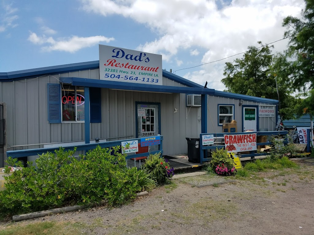 Dads Restaurant | restaurant | North of The Empire Over Pass, 32381 LA-23, Empire, LA 70050, USA | 5045641133 OR +1 504-564-1133