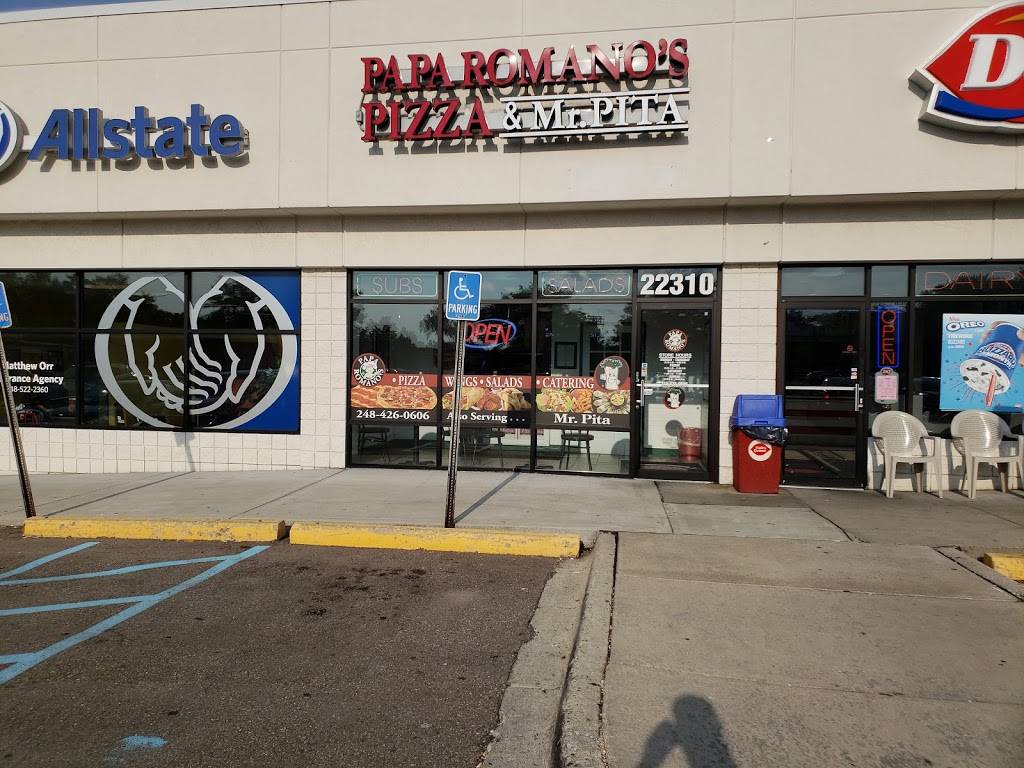 Papa Romanos Pizza & Mr. Pita | restaurant | 22310 Middlebelt Rd, Farmington Hills, MI 48336, USA | 2484260606 OR +1 248-426-0606