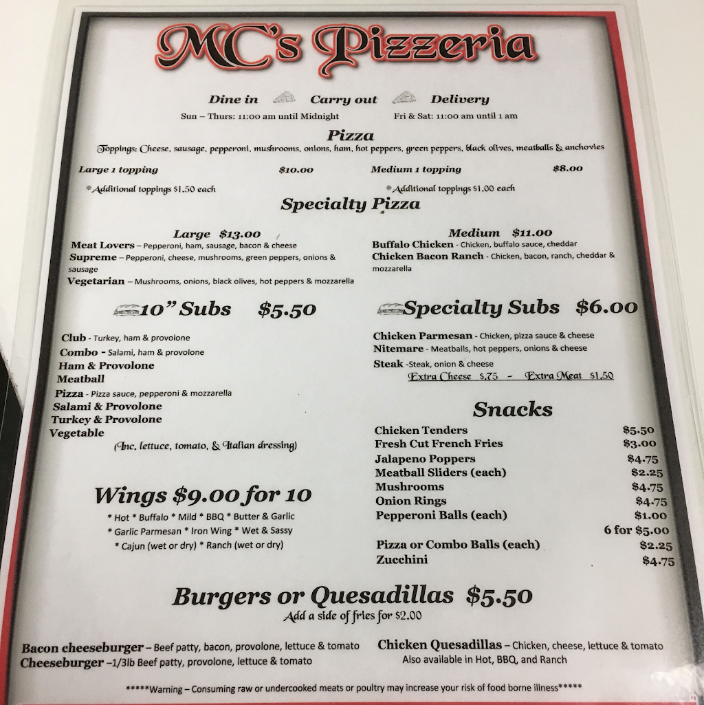 MCs pizzeria | restaurant | 813 East Ave, Erie, PA 16503, USA | 8144524210 OR +1 814-452-4210