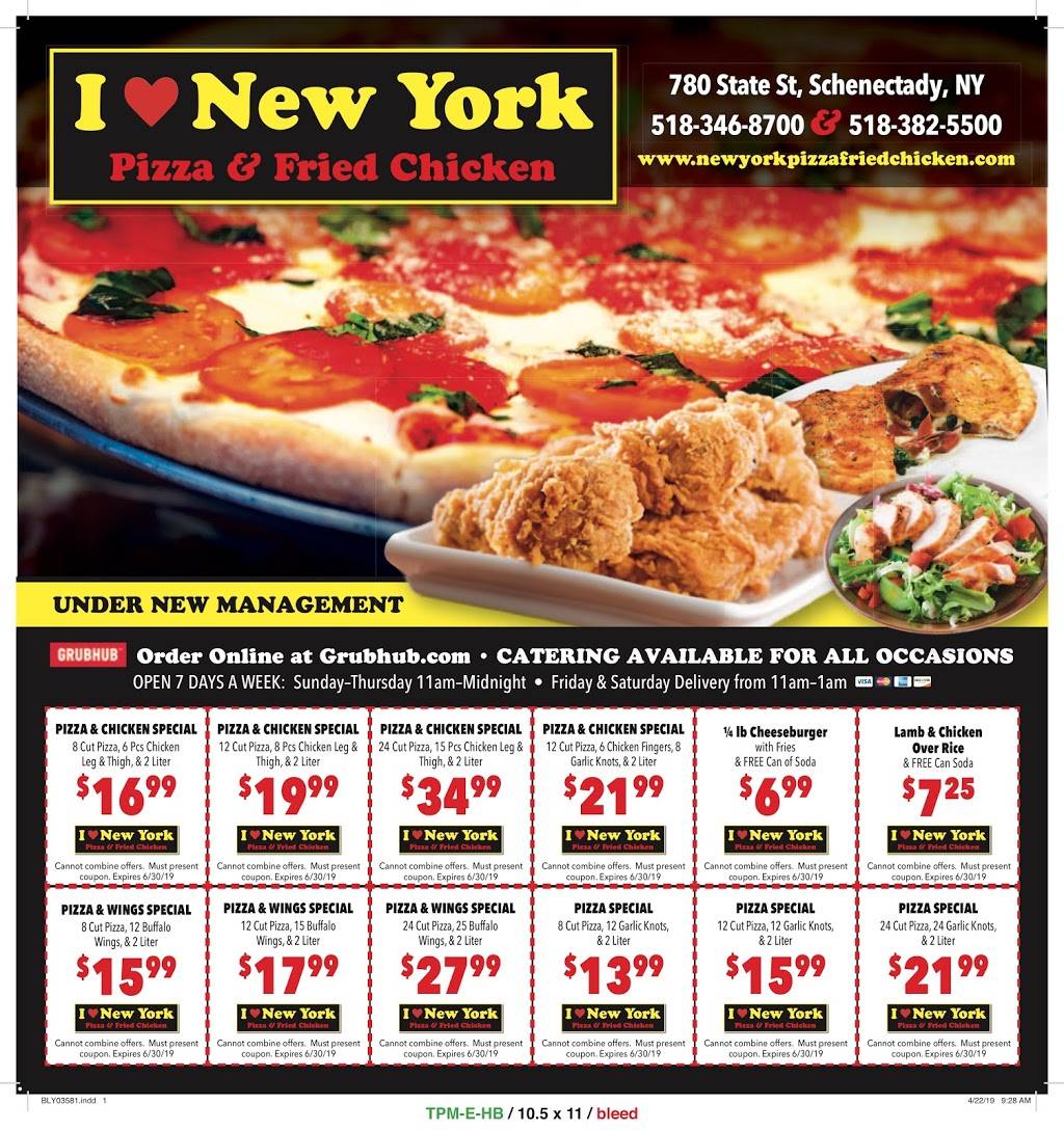 I Love NY Pizza and Fried Chicken | restaurant | 780 State St, Schenectady, NY 12307, USA | 5183468700 OR +1 518-346-8700