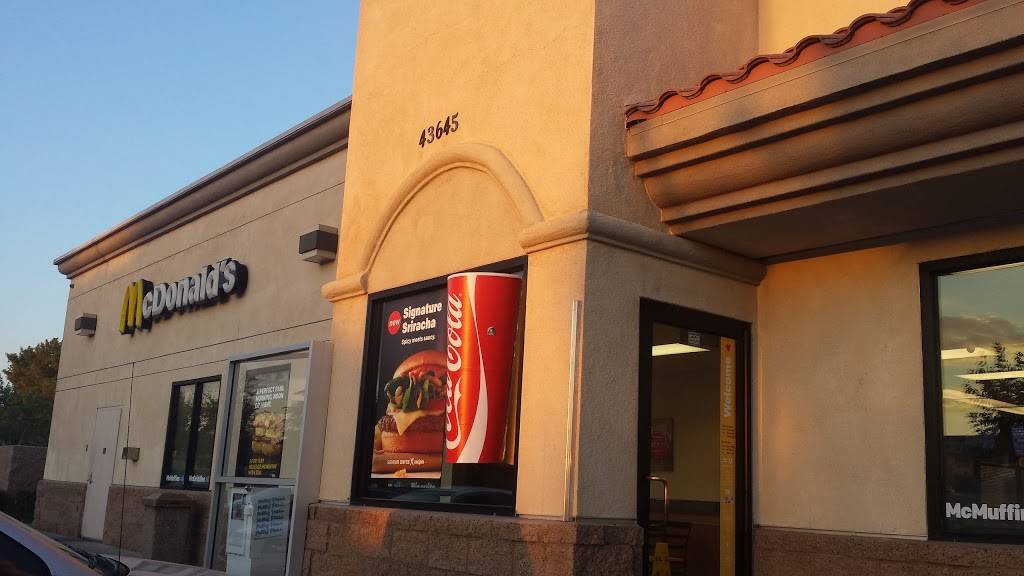 McDonalds | cafe | 43645 Challenger Way, Lancaster, CA 93535, USA | 6619406824 OR +1 661-940-6824