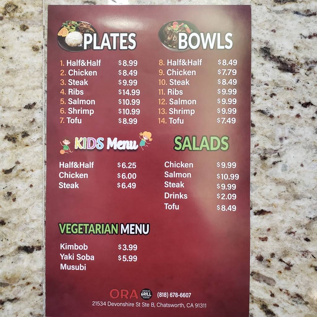 ora grill | restaurant | 21534 Devonshire St, Chatsworth, CA 91311, USA | 8186786607 OR +1 818-678-6607