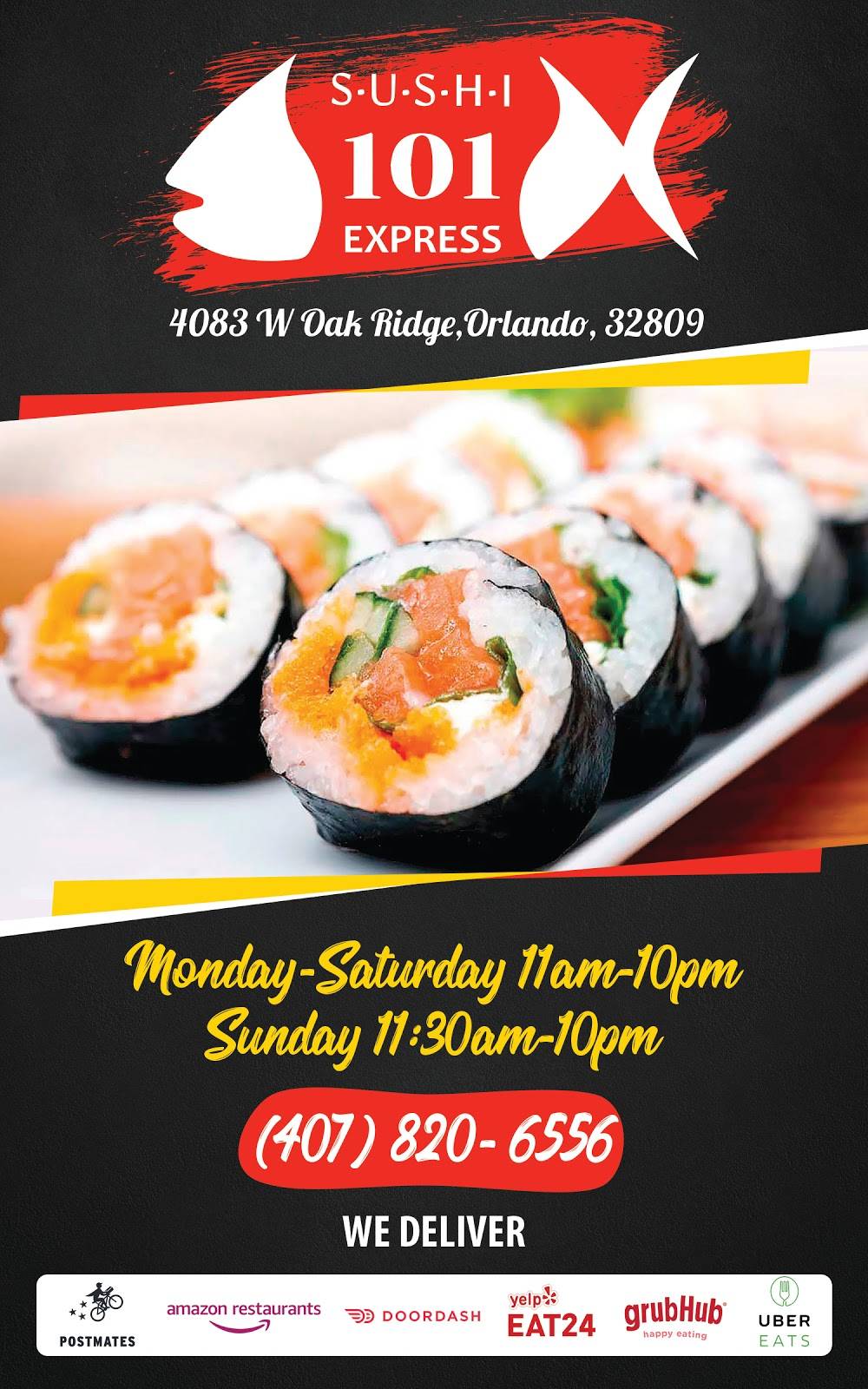 Sushi & Poke Express 101 | meal delivery | 7200 International Dr, Orlando, FL 32819, USA | 4078206556 OR +1 407-820-6556
