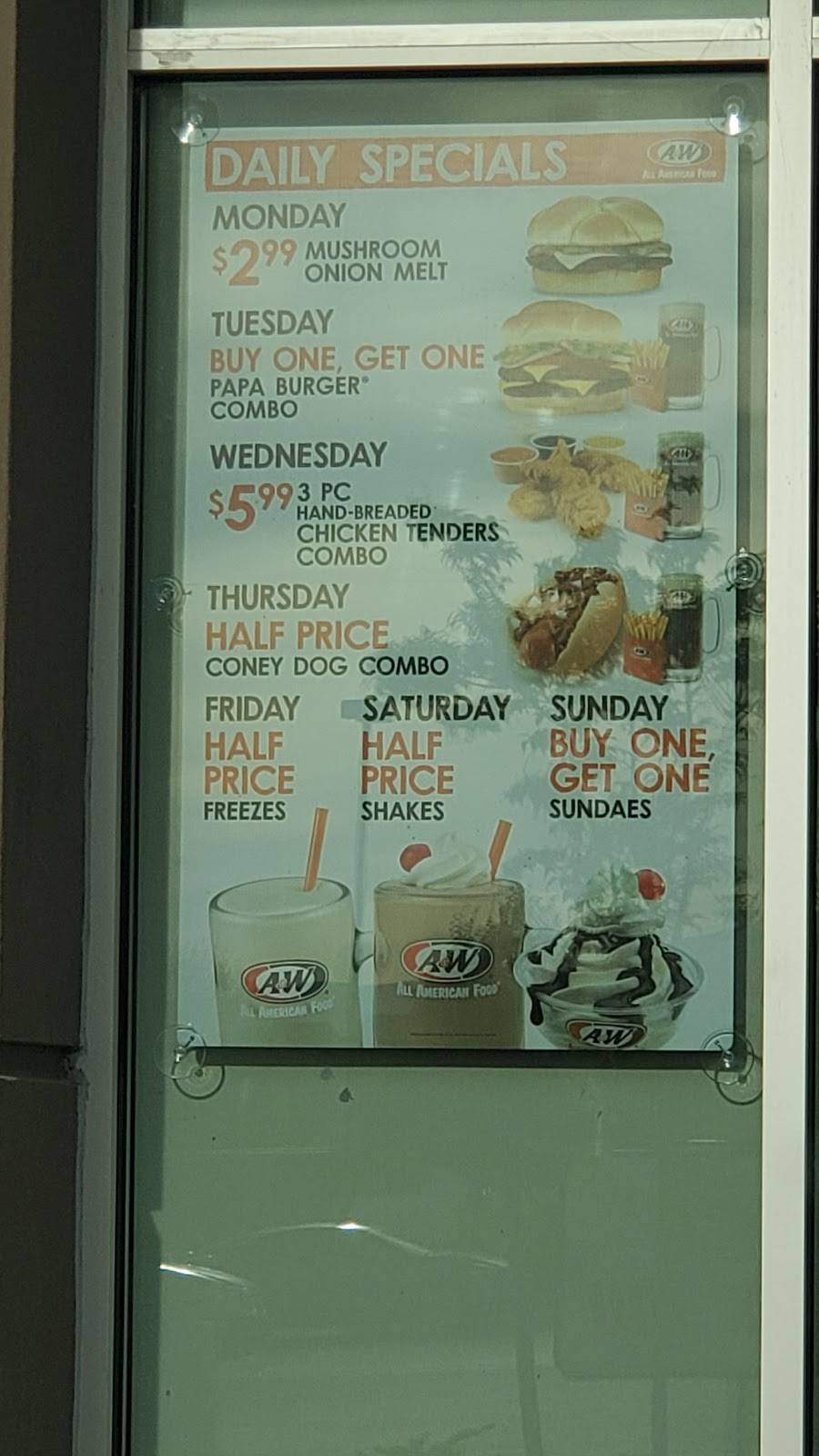 A&W Restaurant | restaurant | 6765 N, UT-36, Stansbury Park, UT 84074, USA | 4352558680 OR +1 435-255-8680