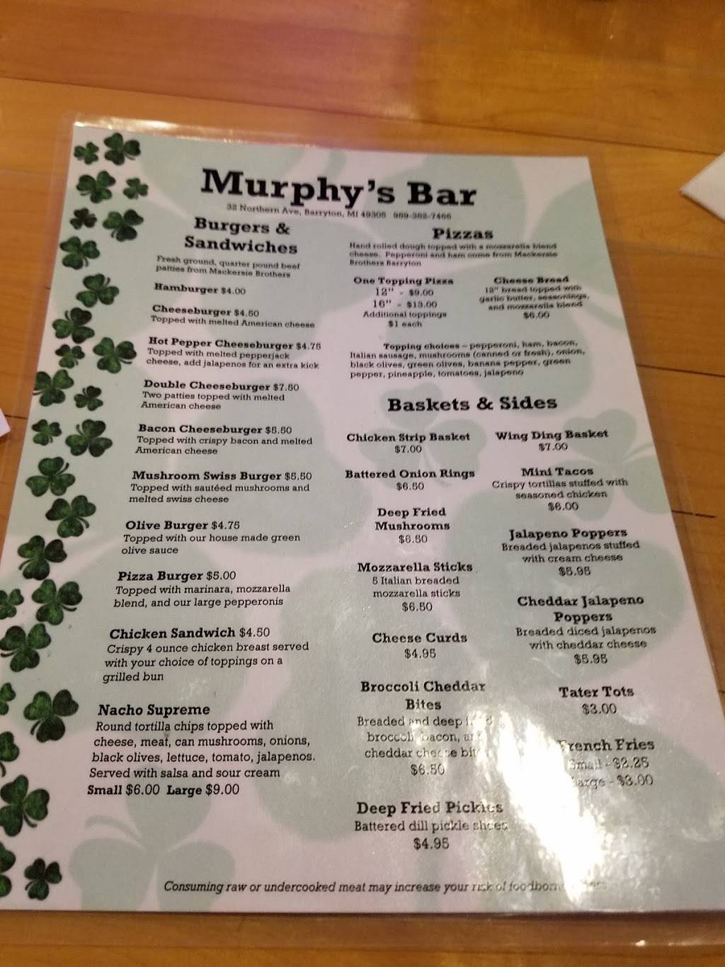 Murphys Bar | restaurant | 32 Northern Ave, Barryton, MI 49305, USA | 9893827466 OR +1 989-382-7466