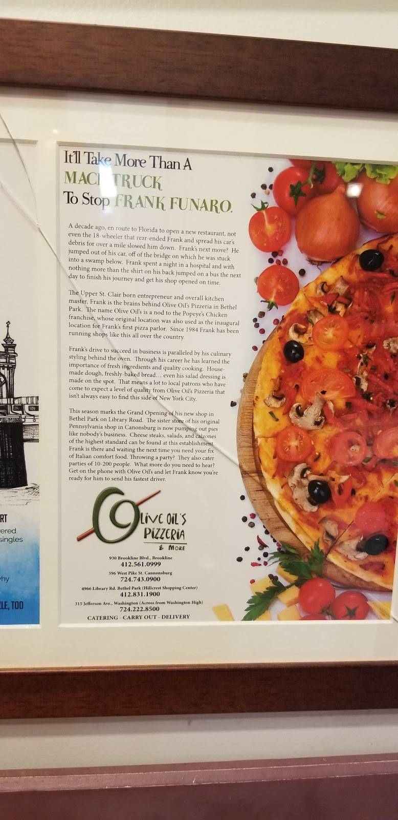 Olive Oils Pizza | restaurant | 930 Brookline Blvd, Pittsburgh, PA 15226, USA | 4125610999 OR +1 412-561-0999