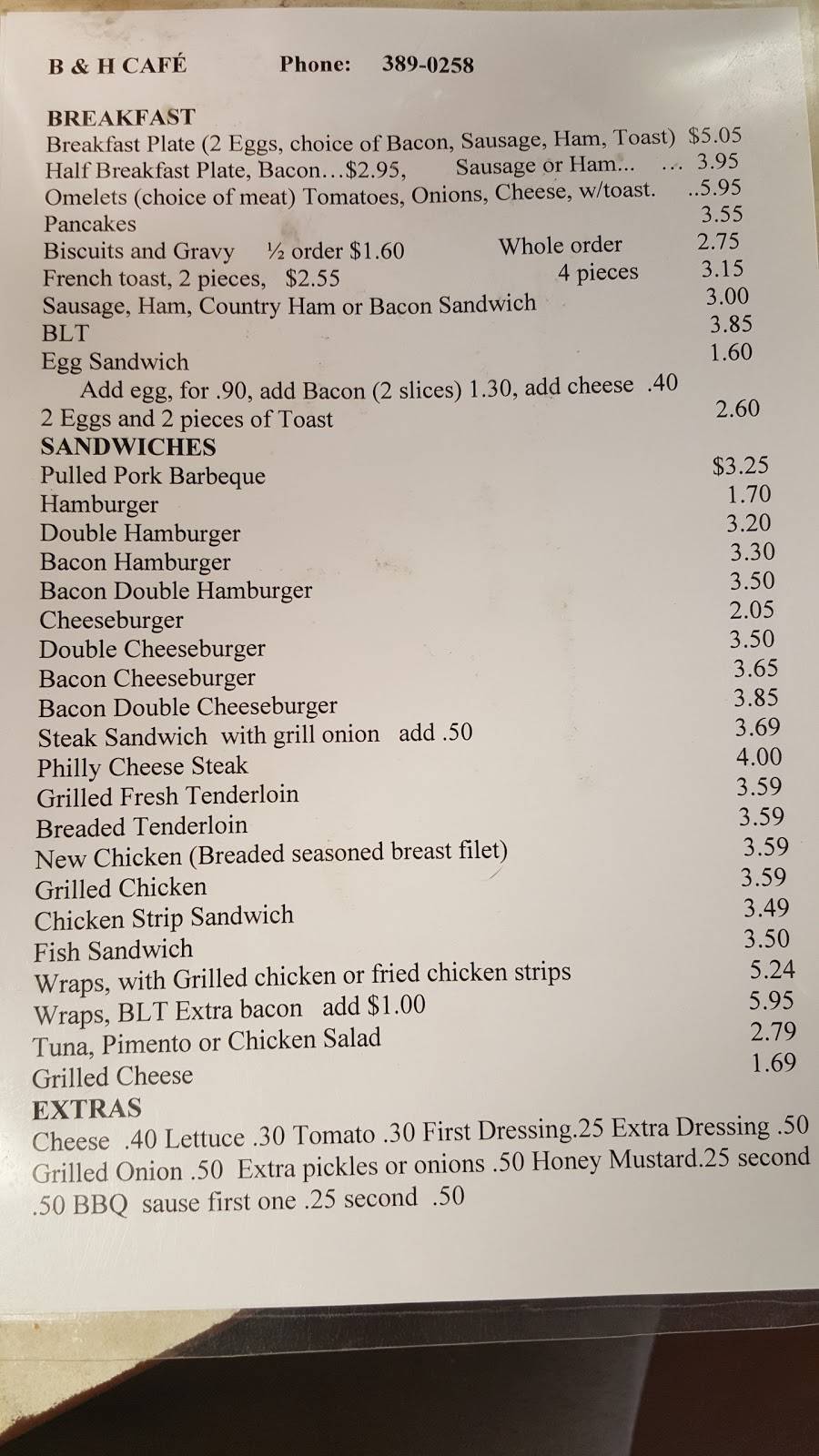 B & H Restaurant | restaurant | 112 N Airline Rd, Morganfield, KY 42437, USA | 2703890258 OR +1 270-389-0258