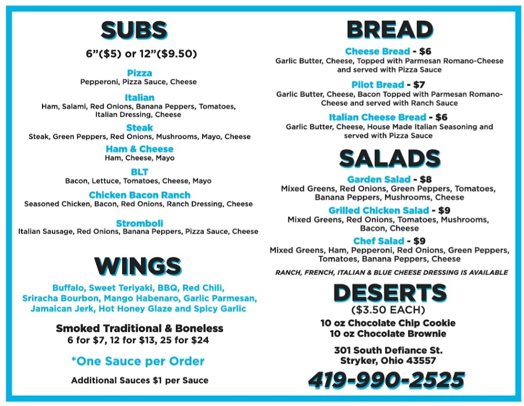 The Drop Zone Pizzeria Stryker | restaurant | 301 S Defiance St, Stryker, OH 43557, USA | 4199902525 OR +1 419-990-2525