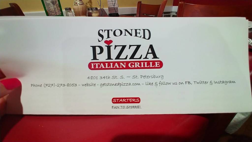 Stoned Pizza Italian Grille | restaurant | 4801 34th St S, St. Petersburg, FL 33711, USA | 7272738053 OR +1 727-273-8053