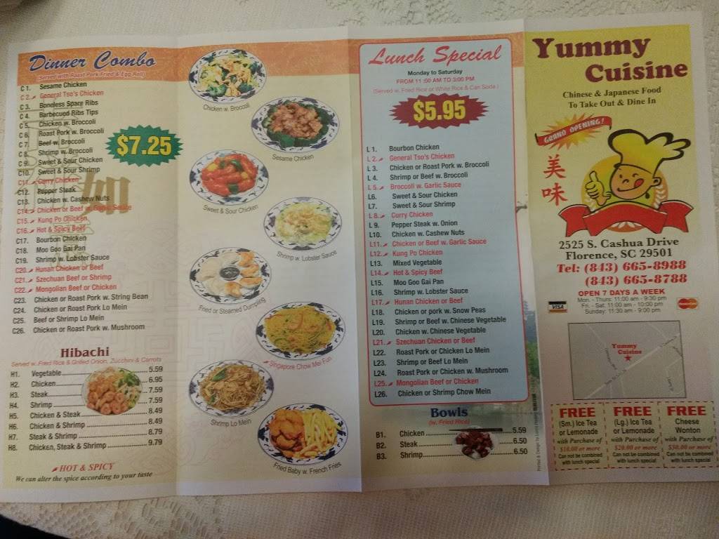 Yummy Cuisine | restaurant | 2525 S Cashua Dr, Florence, SC 29501, USA | 8436658988 OR +1 843-665-8988