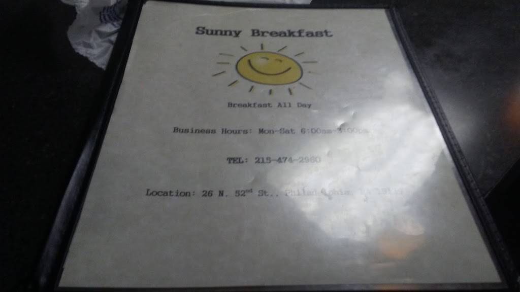 Sunnys Breakfast | restaurant | 26 N 52nd St, Philadelphia, PA 19139, USA | 2154742960 OR +1 215-474-2960