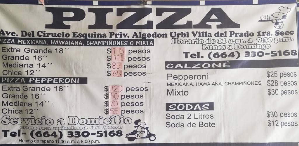 Pizza Dani | restaurant | Del Ciruelo S/N, Fraccionamiento Urbivillas del Prado, B.C., Mexico | 016643305168 OR +52 664 330 5168