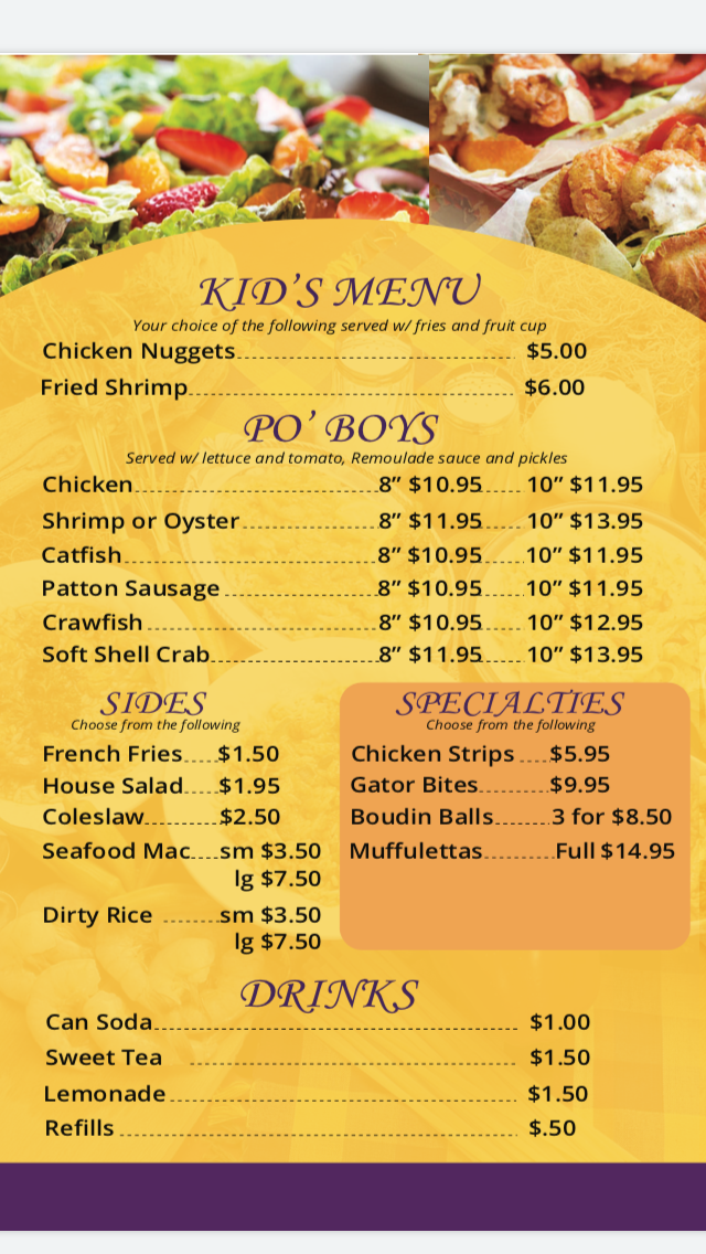 On The Bayou | restaurant | 434 Racetrack Rd, McDonough, GA 30252, USA | 4708781775 OR +1 470-878-1775