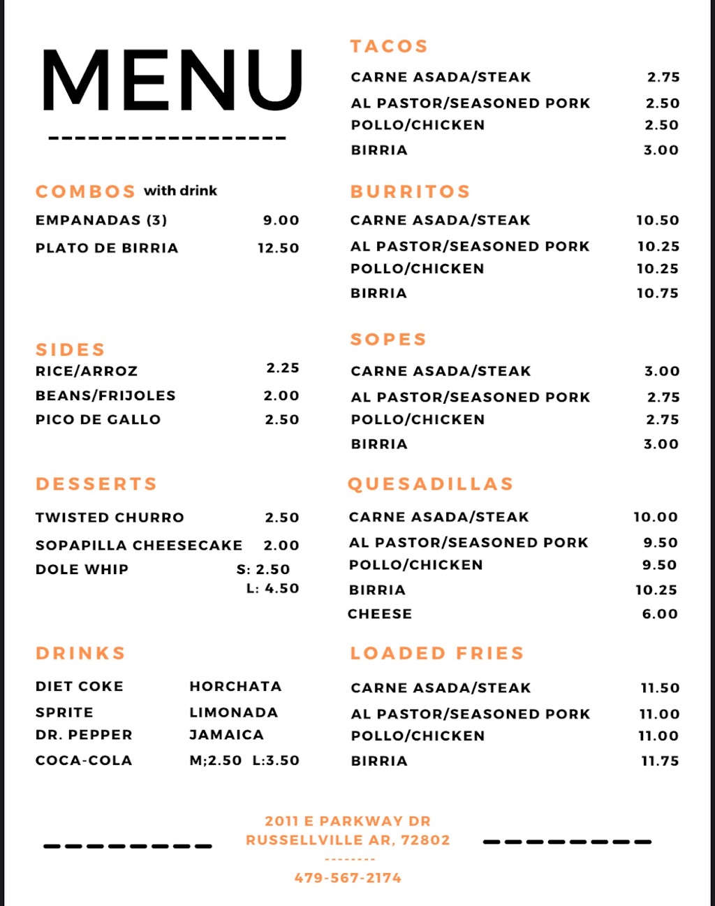 Tito’s Taqueria | restaurant | 2011 E Parkway Dr, Russellville, AR 72802, USA | 4795672174 OR +1 479-567-2174