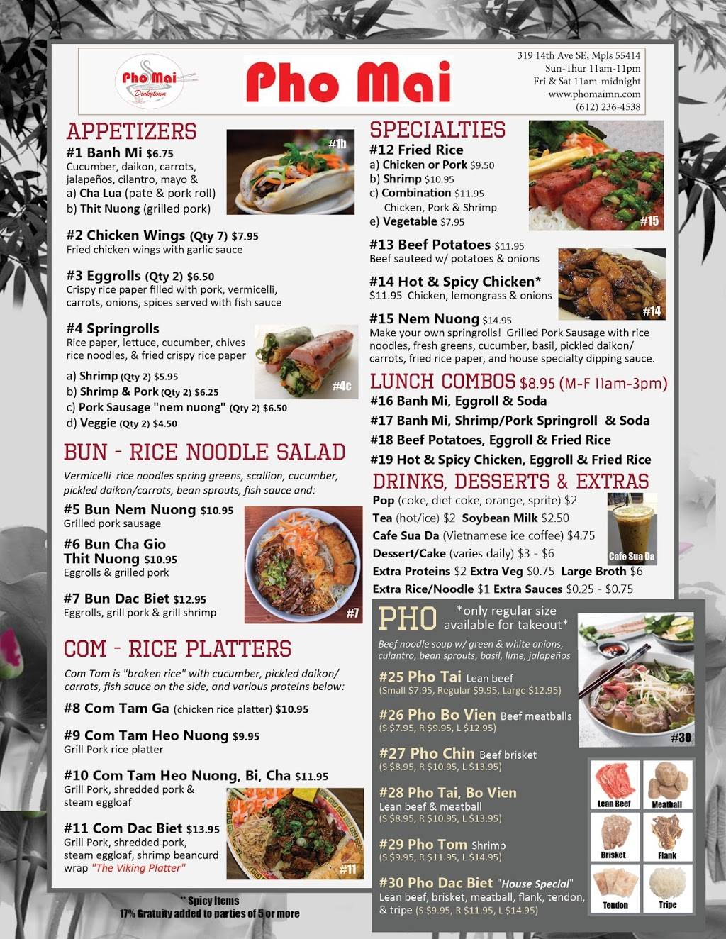 Pho Mai Dinkytown | restaurant | 319 14th Ave SE, Minneapolis, MN 55414, USA | 6122364538 OR +1 612-236-4538