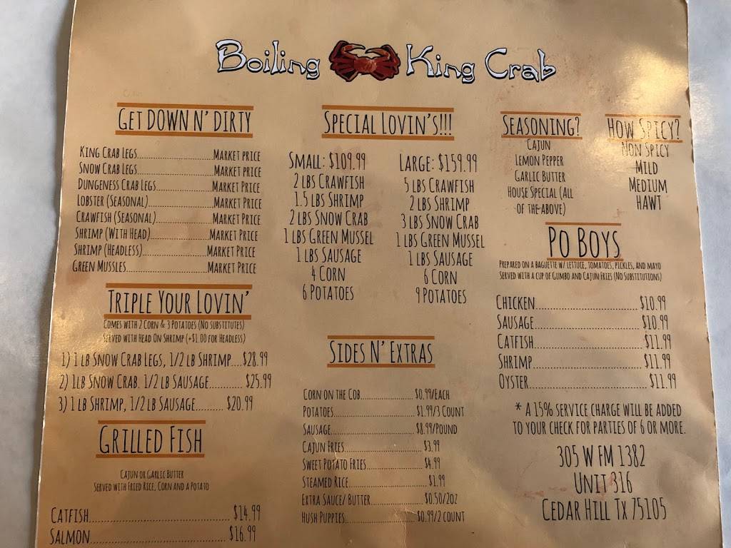 Boiling King Crab | restaurant | 305 W, FM1382 Suite 316, Cedar Hill, TX 75104, USA | 4694544303 OR +1 469-454-4303