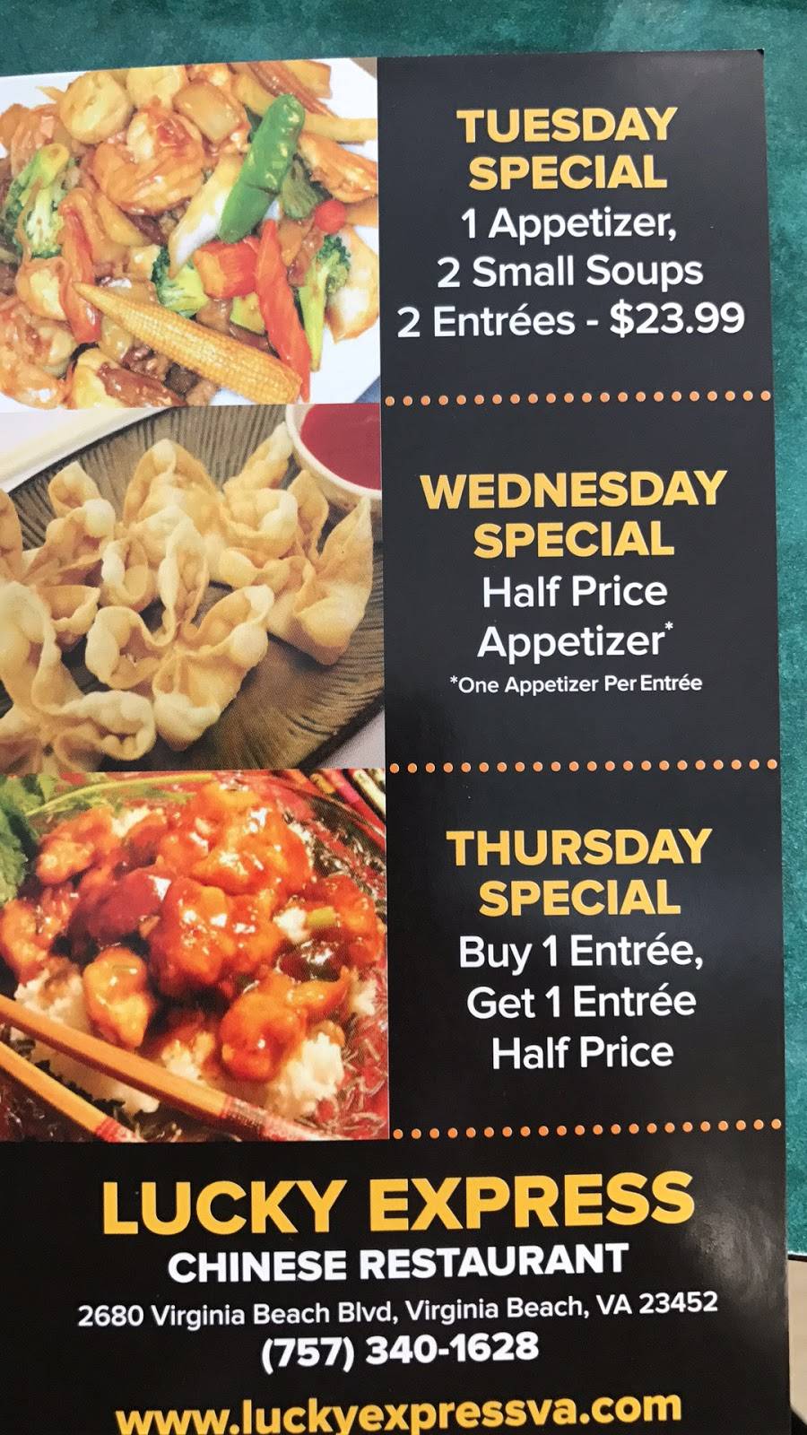 Lucky Express Chinese Restaurant | restaurant | 7631, 2680 Virginia Beach Blvd, Virginia Beach, VA 23452, USA | 7573401628 OR +1 757-340-1628