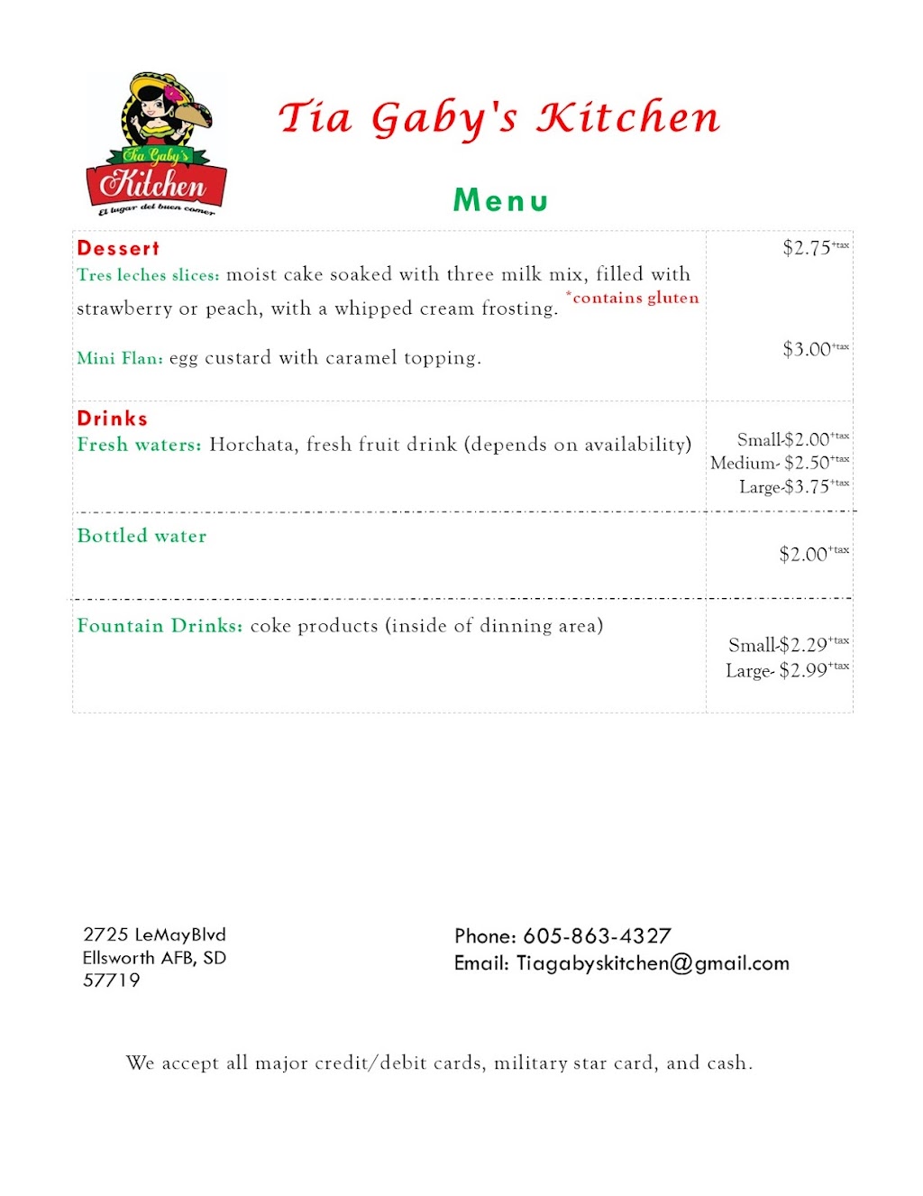 Tia Gabys Kitchen | restaurant | 2725 Lemay Blvd, Ellsworth AFB, SD 57706, USA | 6058634327 OR +1 605-863-4327