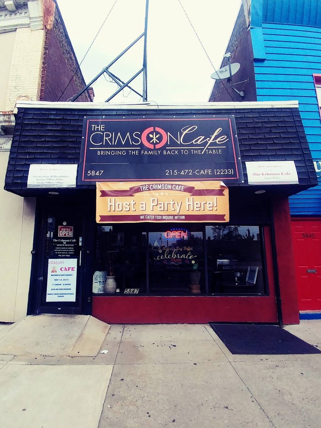 The Crimson Cafe | restaurant | 5847 Market St, Philadelphia, PA 19139, USA | 2154722233 OR +1 215-472-2233