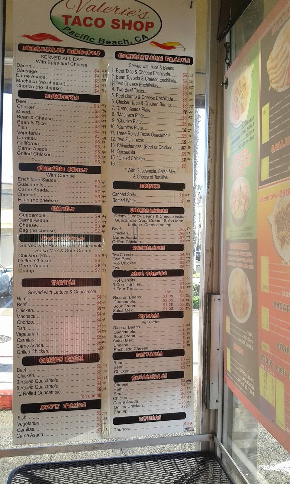 Valeries Taco Shop | restaurant | 4427 Ingraham St, San Diego, CA 92109, USA | 8582701011 OR +1 858-270-1011