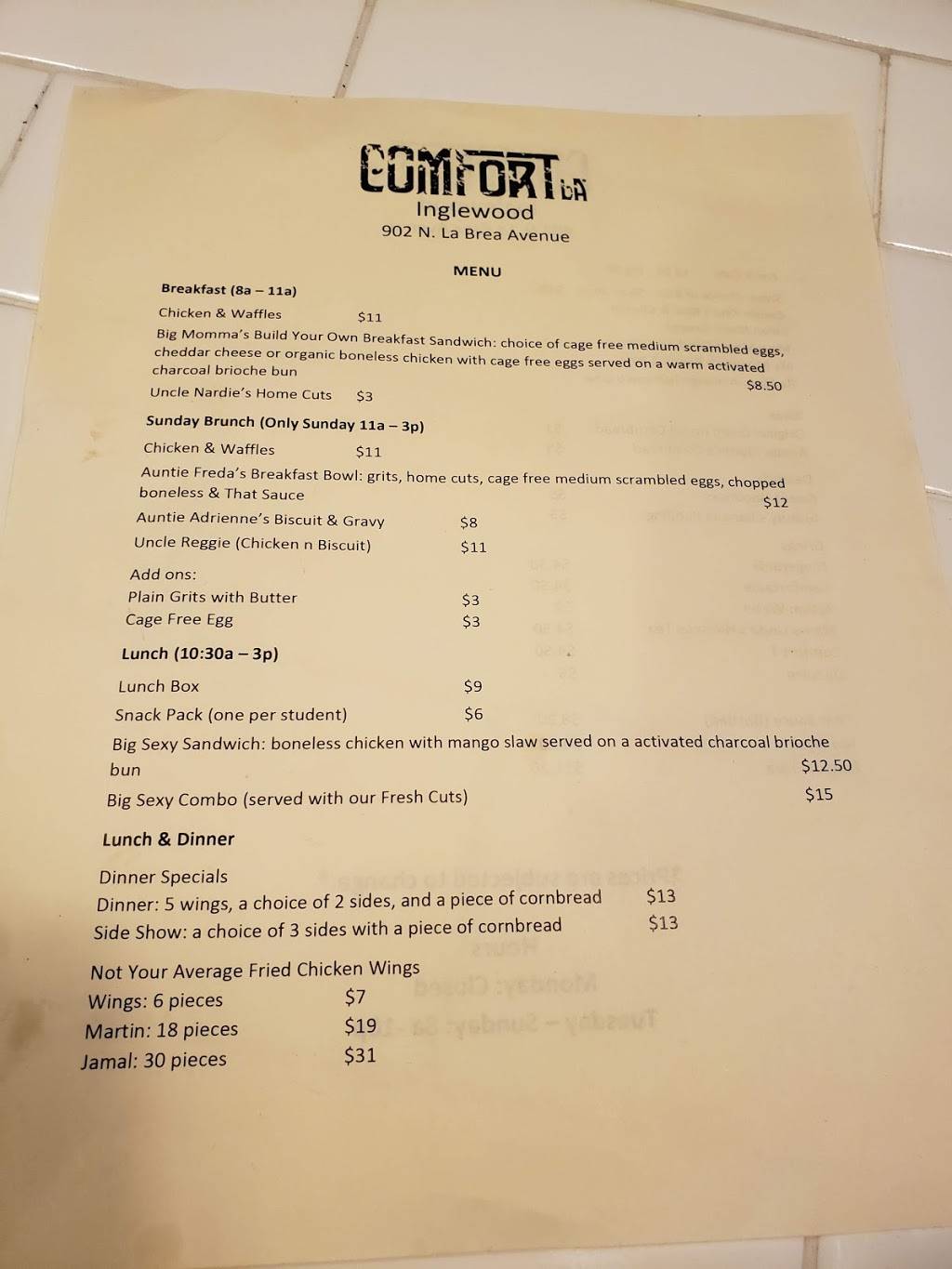 Comfort LA Inglewood | restaurant | 902 N La Brea Ave, Inglewood, CA 90302, USA | 4247025138 OR +1 424-702-5138