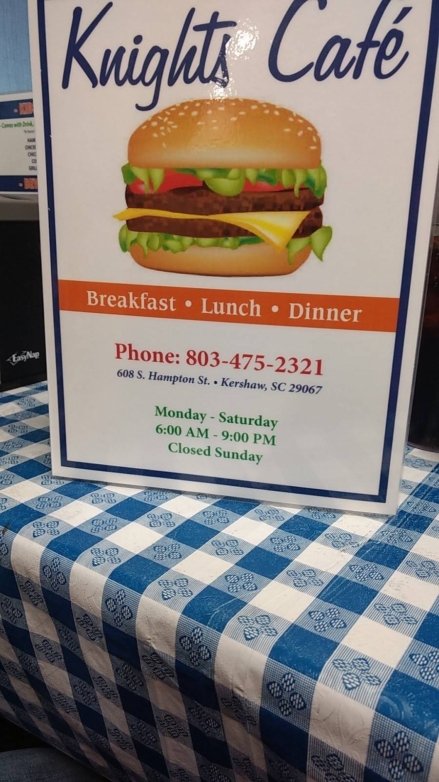 Knights Cafe | restaurant | 608 Hampton St, Kershaw, SC 29067, USA | 8034752321 OR +1 803-475-2321
