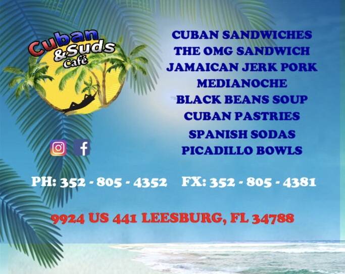 Cuban and Suds Cafe | restaurant | 9924 US-441, Leesburg, FL 34788, USA | 3528054352 OR +1 352-805-4352