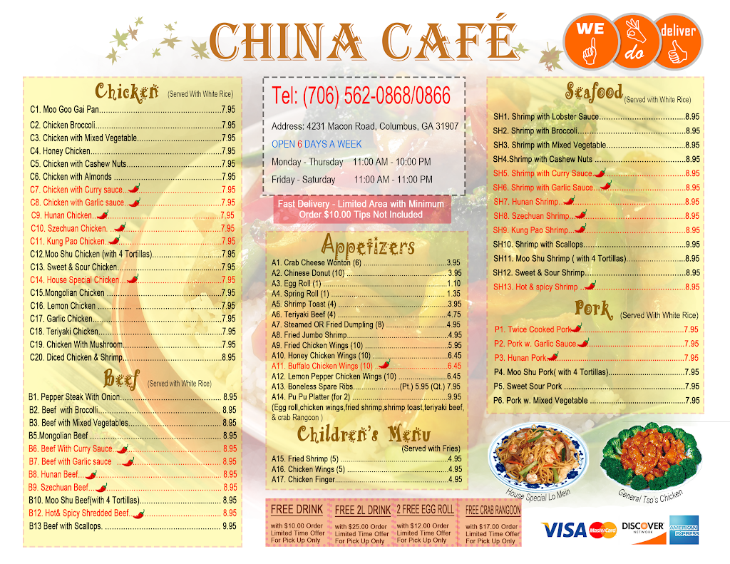 China Cafe | restaurant | 4231 Macon Rd, Columbus, GA 31907, USA | 7065620868 OR +1 706-562-0868