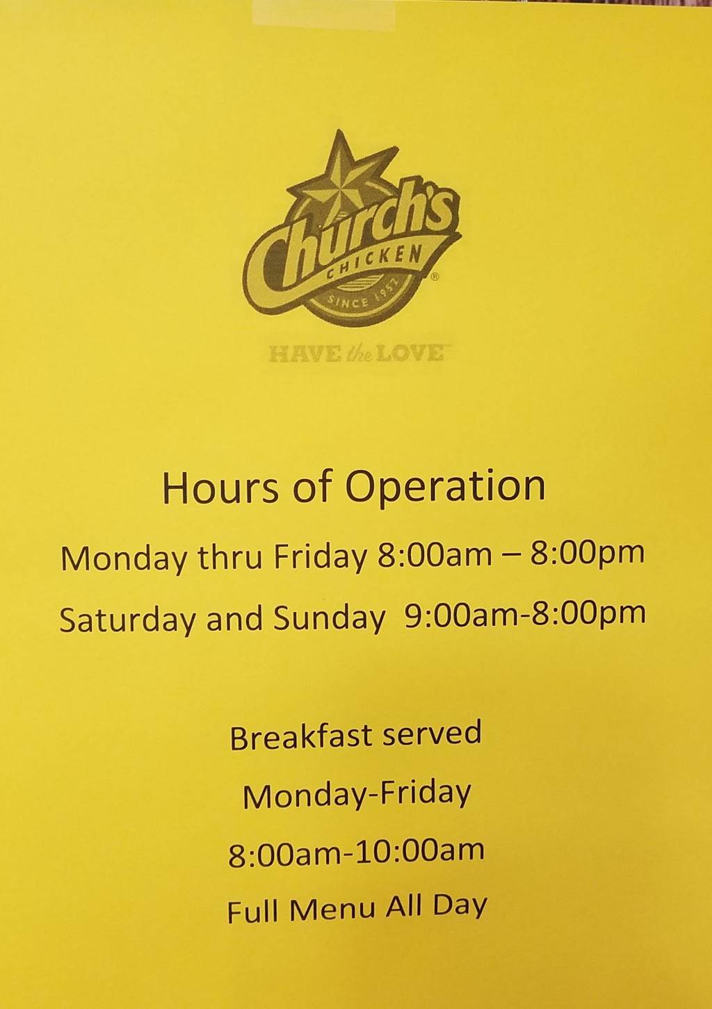 Churchs Chicken | restaurant | 2003 Illinois Hwy 1, Marshall, IL 62441, USA | 2173400199 OR +1 217-340-0199