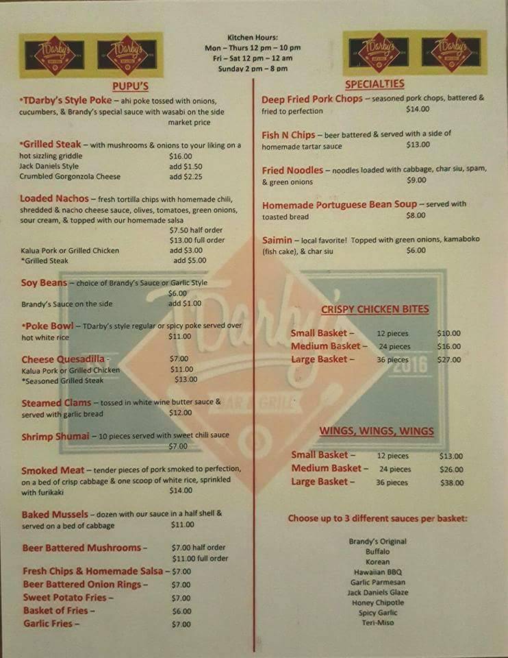 TDarbys Bar and Grill | restaurant | 4510 Salt Lake Blvd, Honolulu, HI 96818, USA | 8088887805 OR +1 808-888-7805