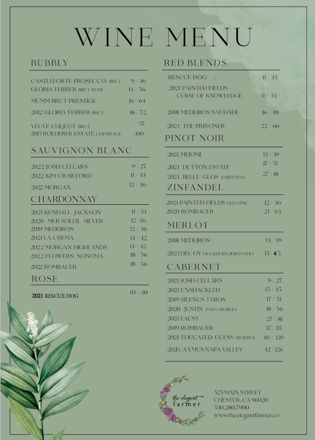 The Elegant Farmer | restaurant | 525 Main St, Chester, CA 96020, USA | 5302807900 OR +1 530-280-7900