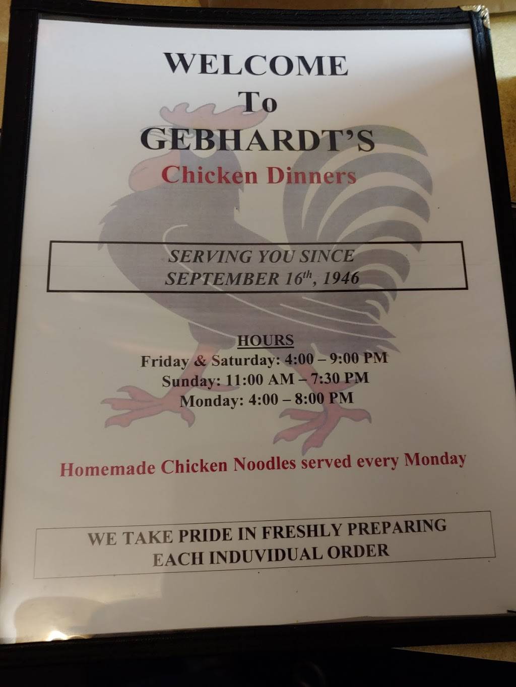 Gebhardts Chicken Dinners | restaurant | 124 N 260th St, Mulberry, KS 66756, USA | 6207643451 OR +1 620-764-3451
