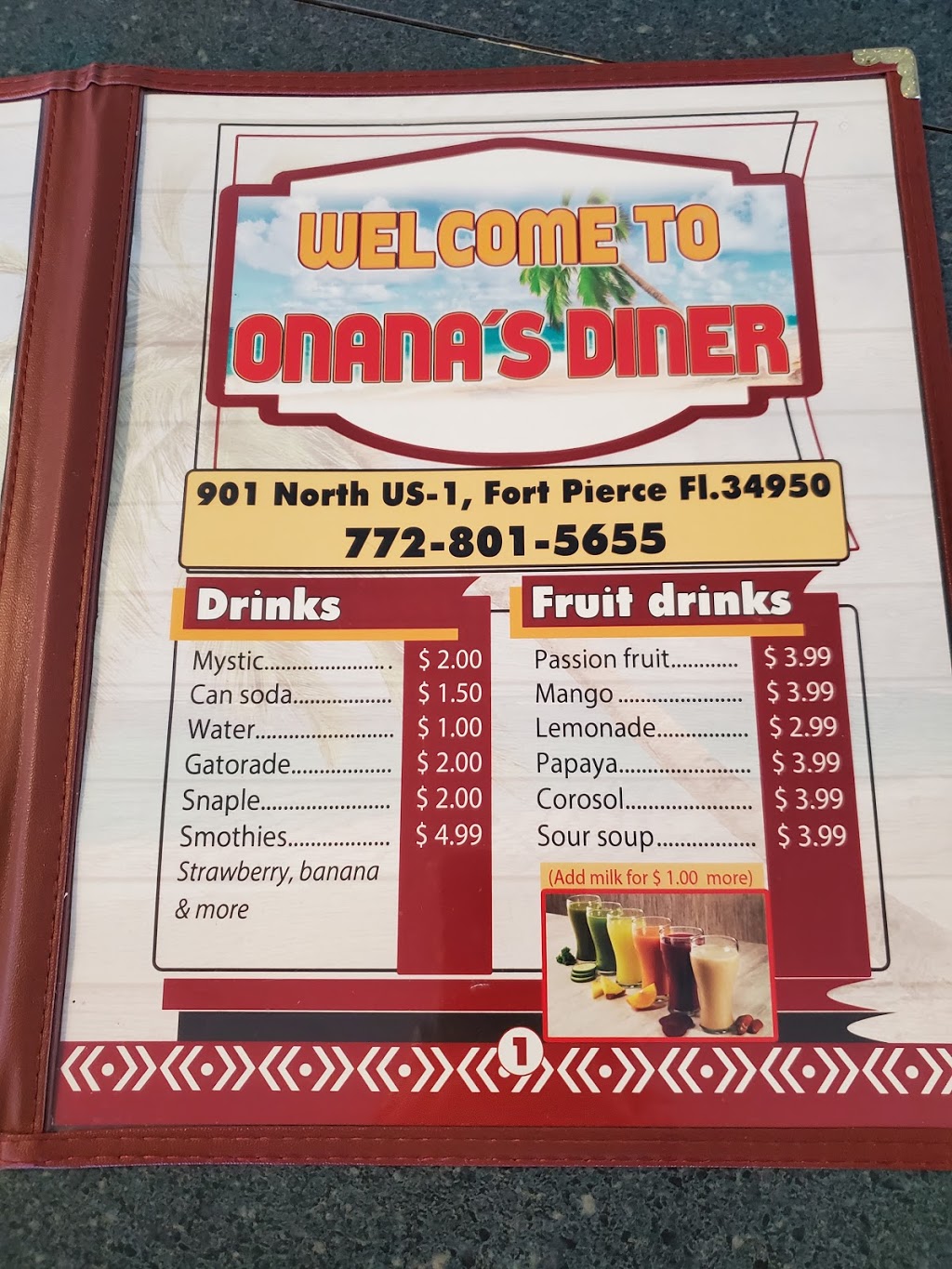 Onanas Diner | restaurant | 901 US-1, Fort Pierce, FL 34950, USA | 7728015655 OR +1 772-801-5655