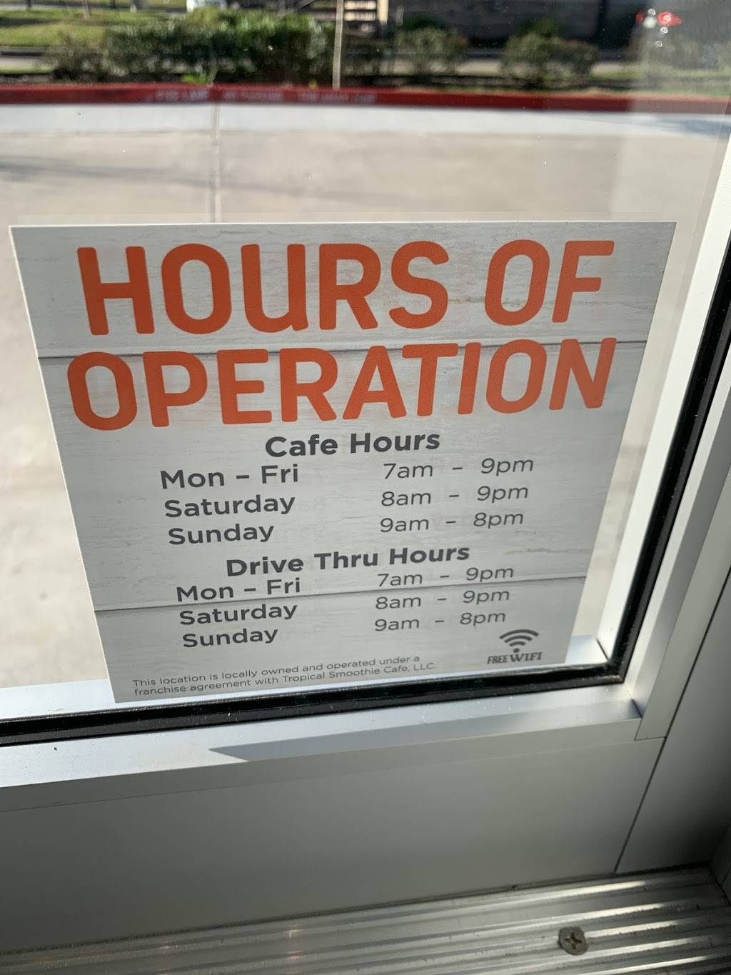 Tropical Smoothie Cafe | restaurant | 3607 S Main St Suite 114, Stafford, TX 77477, USA | 2819026454 OR +1 281-902-6454