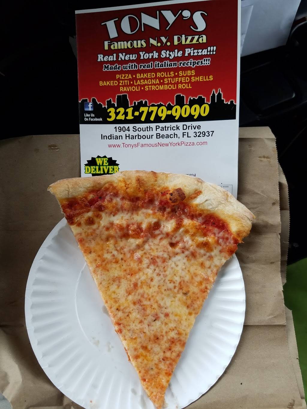 Tonys Famous New York Pizza | meal delivery | 1904 S Patrick Dr, Indian Harbour Beach, FL 32937, USA | 3217799090 OR +1 321-779-9090