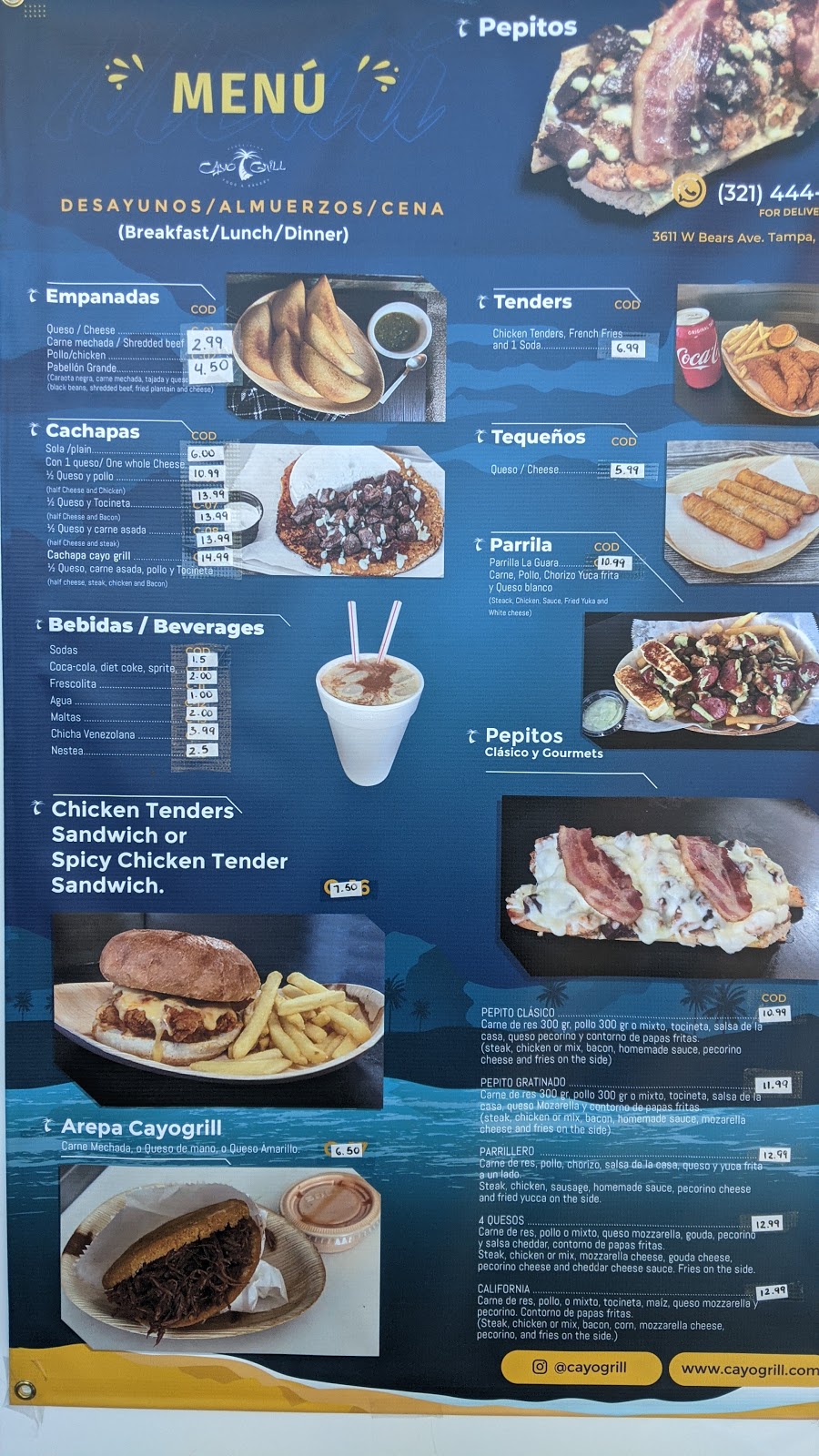 Cayo Grill, LLC | restaurant | 3611 W Bearss Ave, Tampa, FL 33618, USA | 3214445537 OR +1 321-444-5537