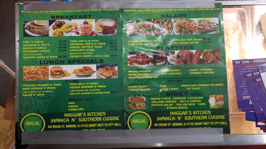 Haggars Halal Kitchen - The Soul Food Place | restaurant | 892 Broad St, Newark, NJ 07102, USA | 9739822249 OR +1 973-982-2249