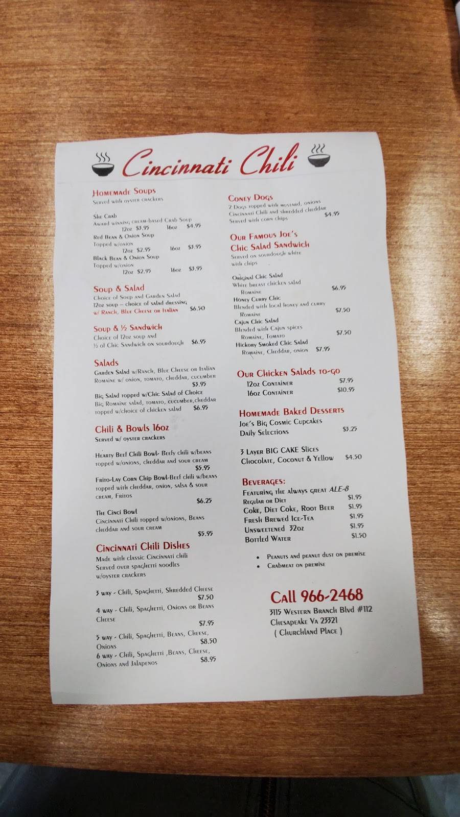 Cincinatti Chili | restaurant | 3115 Western Branch Blvd, Chesapeake, VA 23321, USA | 7579662468 OR +1 757-966-2468